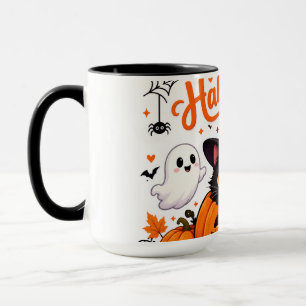 Cute Cat Happy Halloween Travel Mug - Kawaii Witch