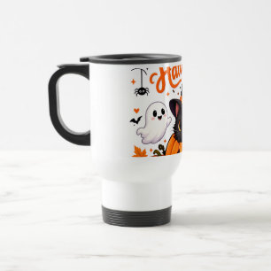 Cute Cat Happy Halloween Travel Mug - Kawaii Witch