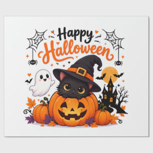 Cute Cat Happy Halloween Travel Mug - Kawaii Witch Wrapping Paper