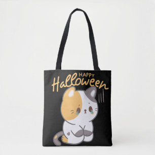 Cute Cat Happy Hallowen Tote Bag