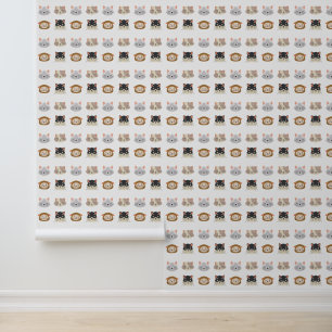 Cute Cat Head Portraits Cartoon Pattern Wallpaper