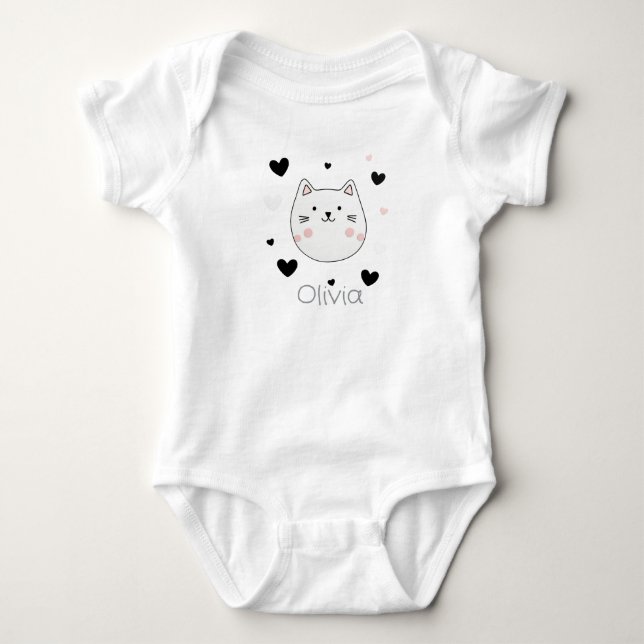Cute Cat Heart Baby Body Bodysuit (Front)