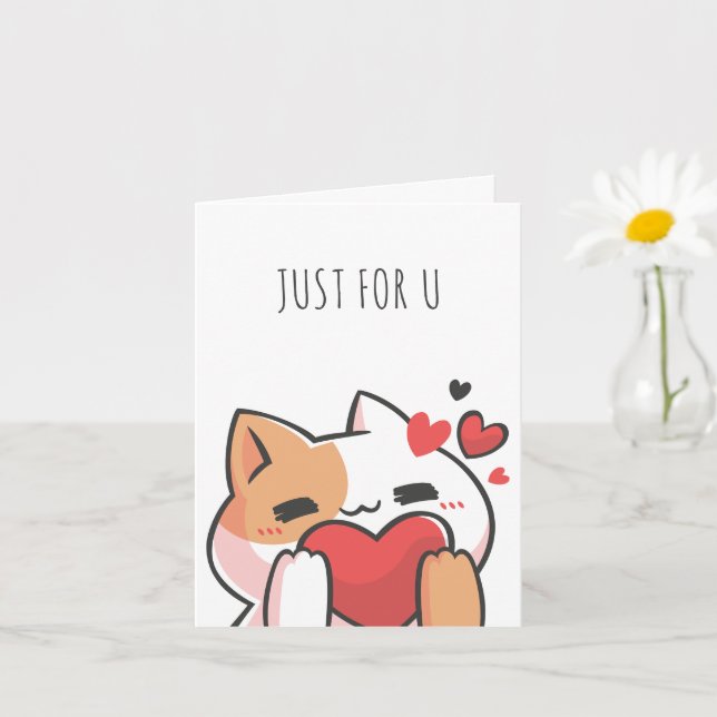 Cute cat heart  card (Small Plant)