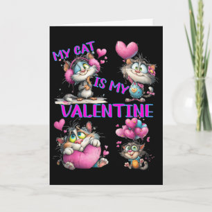Cute Cat Heart Lloon Valentine's Day Card