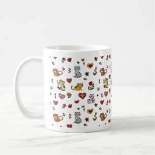 Cute Cat & Heart Mug: Purrfect for Cat Lovers Coffee Mug