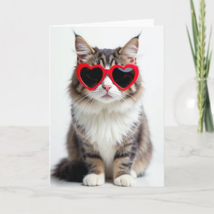 Cute Cat Heart Sunglasses Card