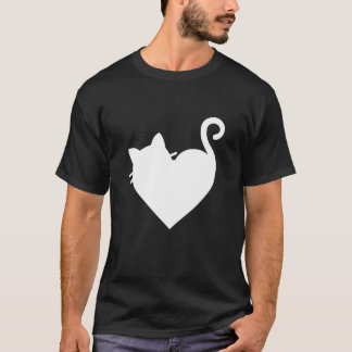 Cute Cat Heart T Shirt Mens Womens 5 Colours White
