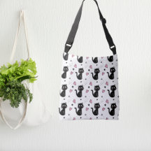 Cute cat heart valentine's crossbody bag