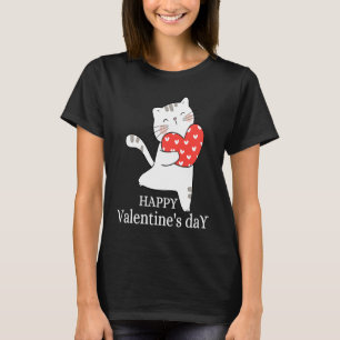 Cute Cat Heart Valentines Day Girls Women Cat Kitt T-Shirt