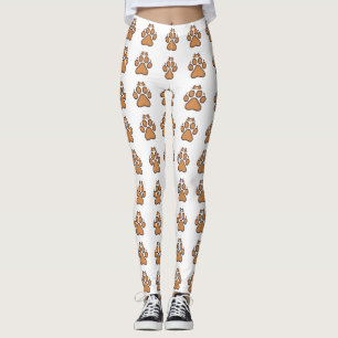 Cute Cat Hiding in Paw Print - Illustration  Leggings