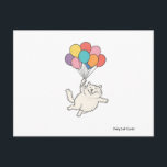 Cute Cat Holding Balloons Postcard<br><div class="desc">Up,  Up & Meow!

A happy little cat floats into fun,  carried by a bright bunch of balloons in every colour of the rainbow. Perfect for birthdays,  celebrations,  or just sending a smile—this playful design is full of joy and whiskers.</div>