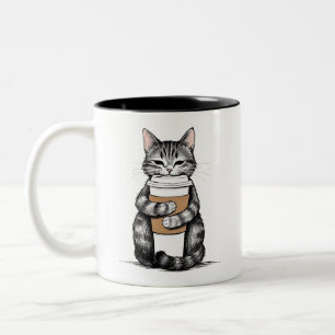 Cute Cat Holding Coffee Cup