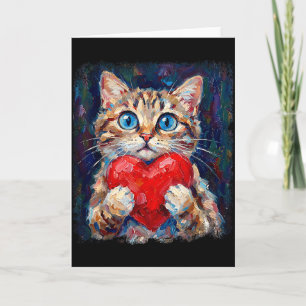Cute Cat Holding Heart Valentine Kitten Lovers  Card