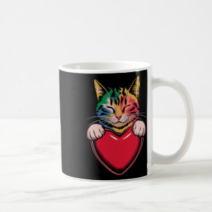 Cute Cat Hugging Valentine Heart Kitty Love Cat Coffee Mug
