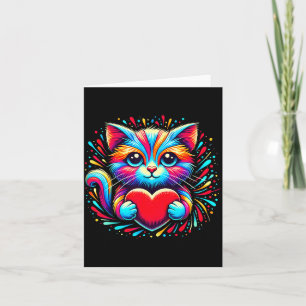 Cute Cat Hugging Valentine Heart Kitty Love Cat Ki Card