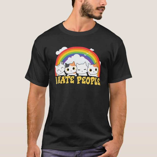 Cute Cat I Hate People T Shirt (Front)