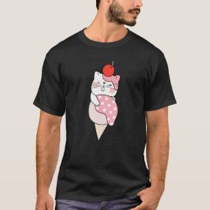Cute Cat Ice Cream Cat Dessert Summer Kitten T-Shirt