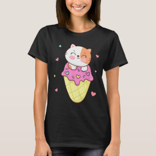 Cute Cat Ice Cream Shirt Anime Kawaii Kids Teen Gi