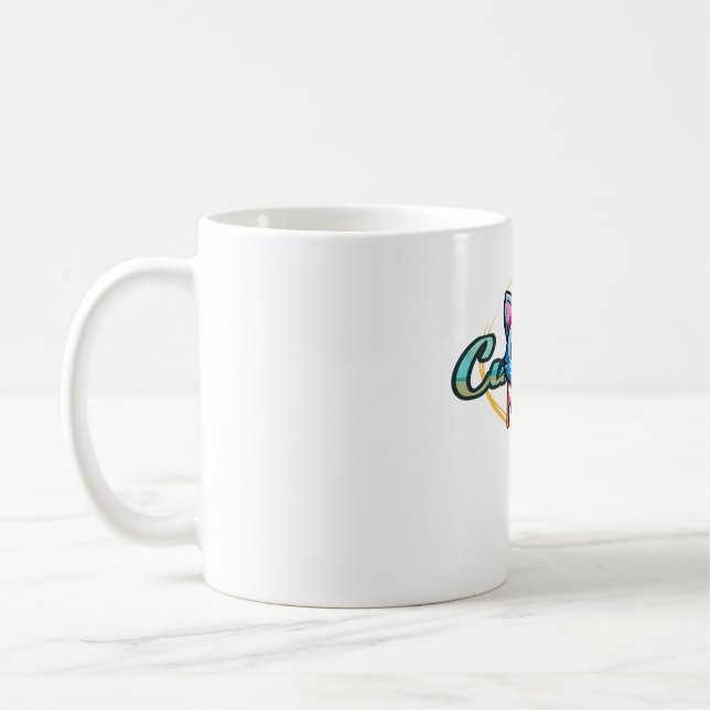 Cute Cat Illustration – Adorable “Cut Cat” Design Coffee Mug (Left)