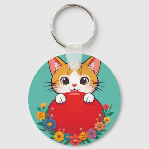 🐱 Cute Cat Illustration Charm Keychain 🎀