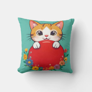Cute Cat Illustration Cushion