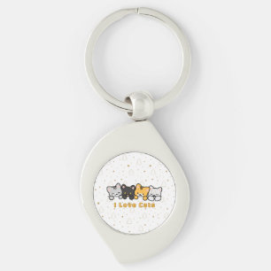 Cute Cat Illustration I Love Cats Kawaii Cartoon D Key Ring
