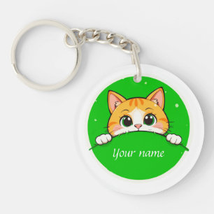 Cute Cat Illustration Key Ring