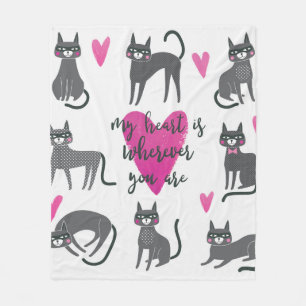 Cute cat illustration. Love lettering Fleece Blanket