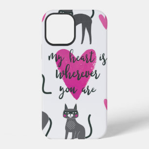 Cute cat illustration. Love lettering iPhone 12 Case