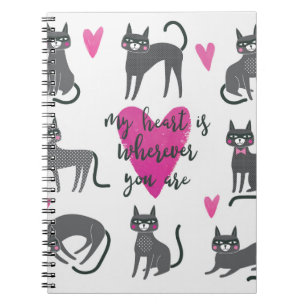 Cute cat illustration. Love lettering Notebook