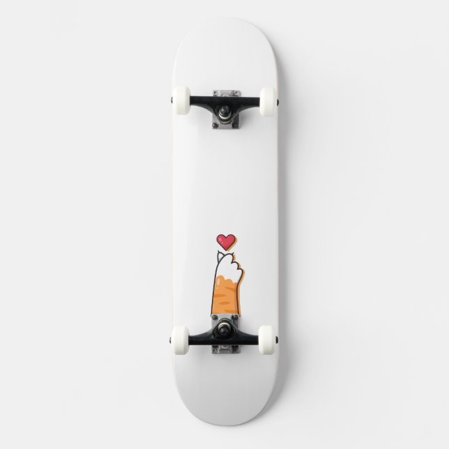 Cute Cat Illustration Skateboard (Front)