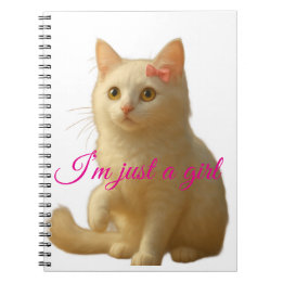 Cute Cat "I'm Just A Girl" Customisable Quote Notebook