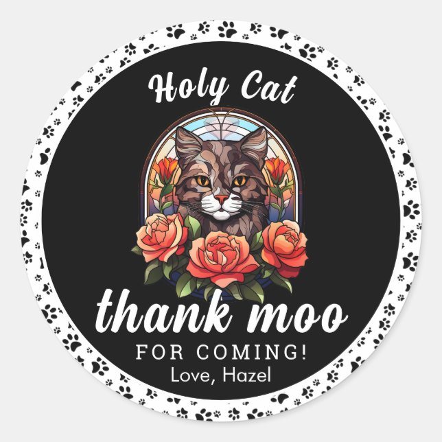 cute cat, I'm One! | cat Girl 1st Birthday Classic Round Sticker (Front)