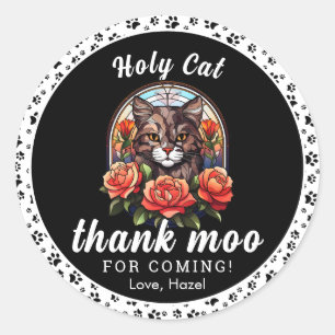 cute cat, I'm One!   cat Girl 1st Birthday Classic Round Sticker