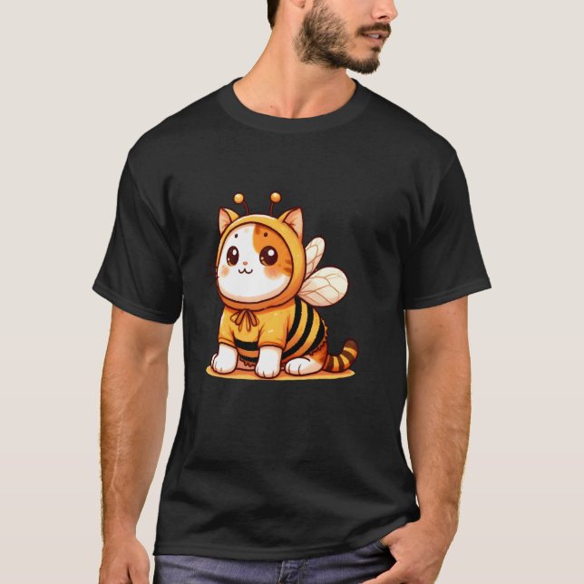 Cute Cat in a Bee Costume T-Shirt (Front)