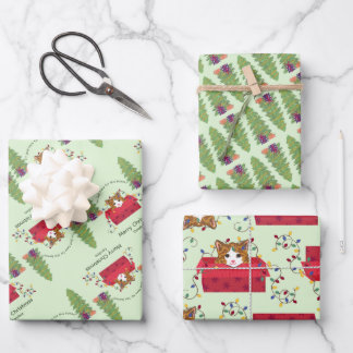 Cute Cat in a Box Here for the Boxes Christmas Wrapping Paper Sheet