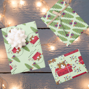 Cute Cat in a Box Here for the Boxes Christmas Wrapping Paper Sheet