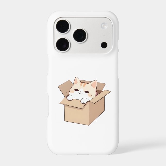 Cute Cat in a Box Kawaii Sticker Design (Back)