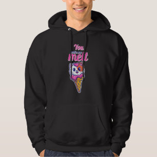 Cute Cat In A Cone You Make Me Melt Ice Cream Love Hoodie