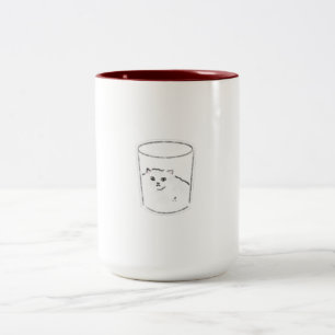 Cute Cat In A Glass Liquid Cat Hand Drawn Art Two-Tone Coffee Mug