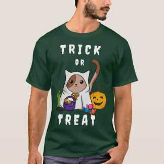 Cute Cat in a Halloween Costume on a Dark T-Shirt