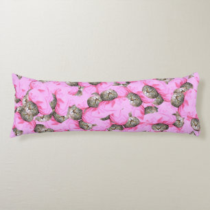 Cute Cat in a Pink Cap Pattern Random Body Cushion