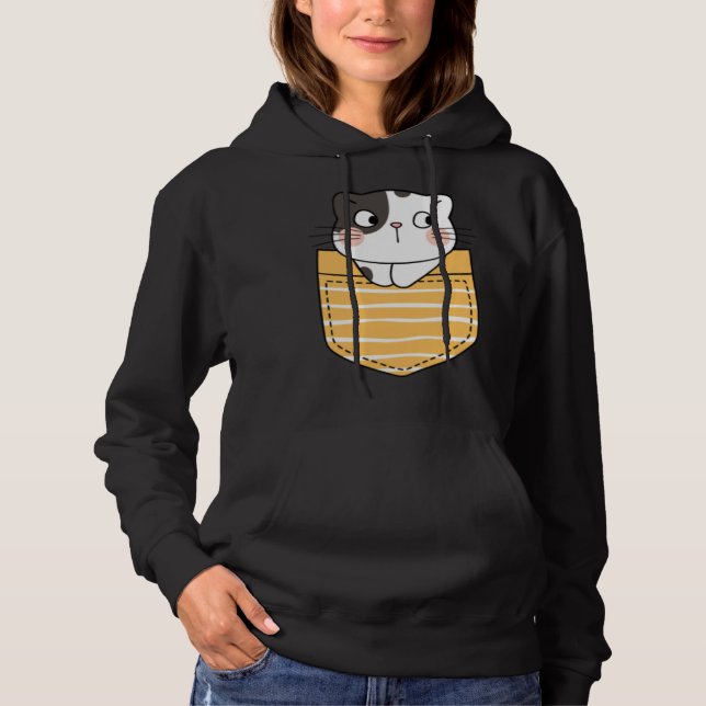 Cute Cat in a Pocket  Cat  Present Kids Boys Girls Hoodie (Front)