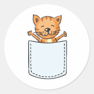 Cute Cat in a Pocket Classic Round Sticker