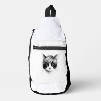Cute Cat in a Wig (Style 2) Fine Art Sling Bag