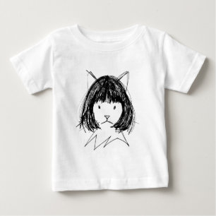 Cute Cat in a Wig (Style 7) Fine Art Baby T-Shirt