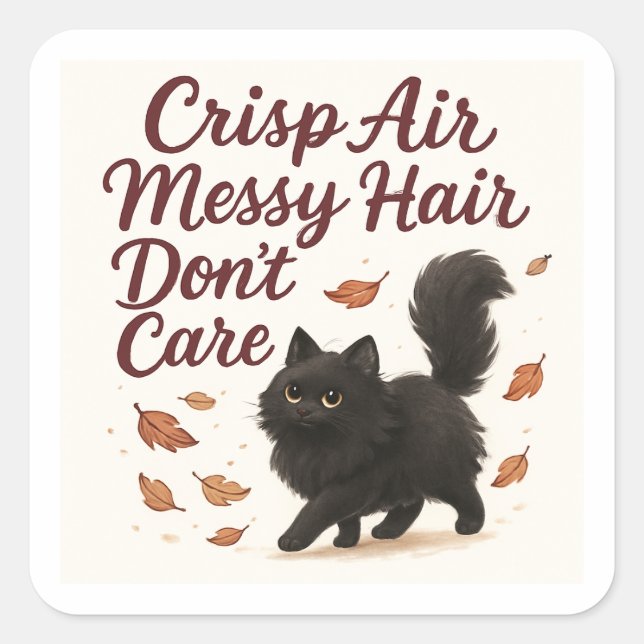 Cute Cat in Autumn Square Sticker (Front)