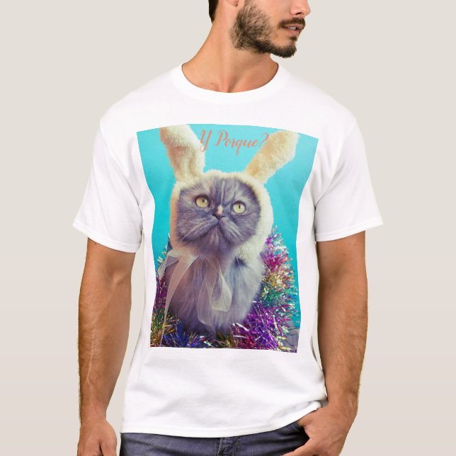 Cute cat in bunny ears. T-Shirt (Front)
