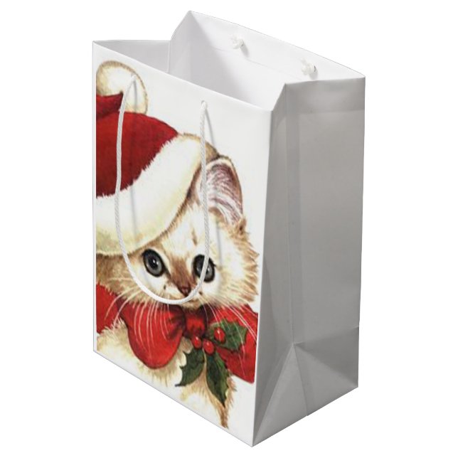 Cute cat in Christmas Medium Gift Bag (Back Angled)