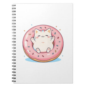 Cute Cat in Donut Kawaii Sweet Design Notebook